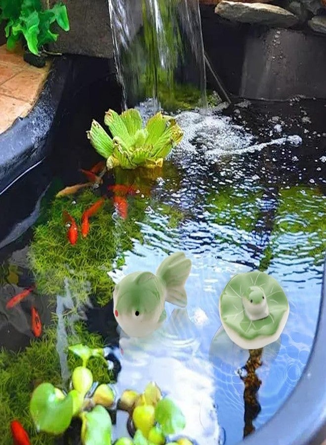 TWZKXC 2 Pcs Floating Ceramic Fish, Koi Fish Decor, Fishing Frogs for Floating Aquarium Home Pond Fairy Garden Fountain Fish Tank Decoration, Ceramic Floating on Water - Image 3
